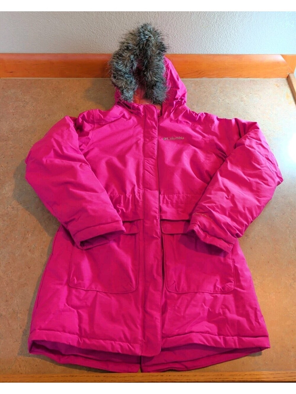 Columbia Jacket Girls L 14/16 Pink Nordic Strider Omni Heat Faux Fur Winter